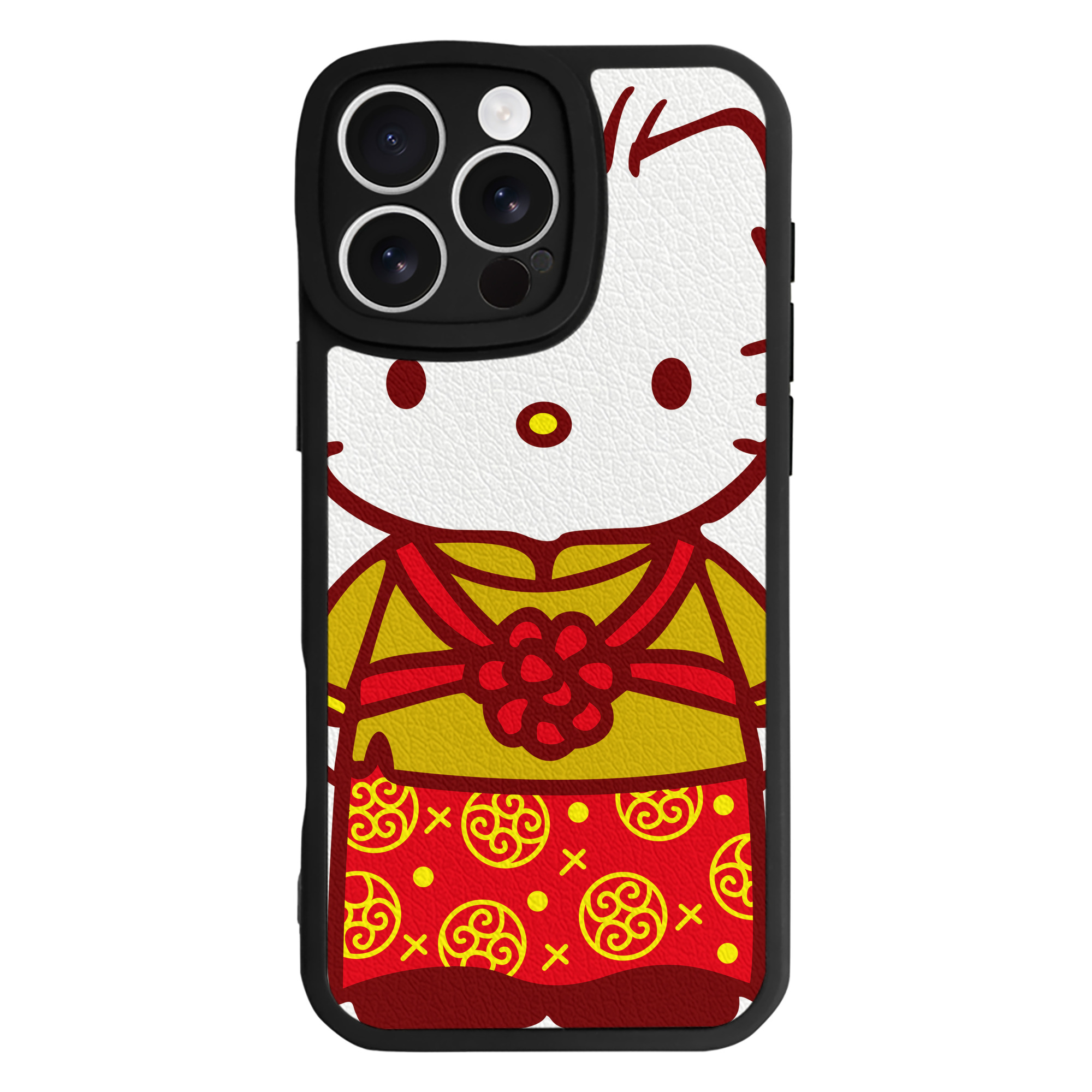 （画像用） Hello Kitty ハローキティ 【iPhone 16シリーズ対応】シリコンスマホケース（レザー調） 材質：シリコン